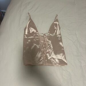 Satin tie front top